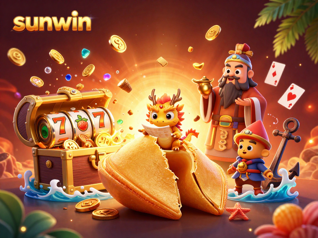 Experience thrilling slots at sunwin with vibrant casino elements in a rich 3D illustration.