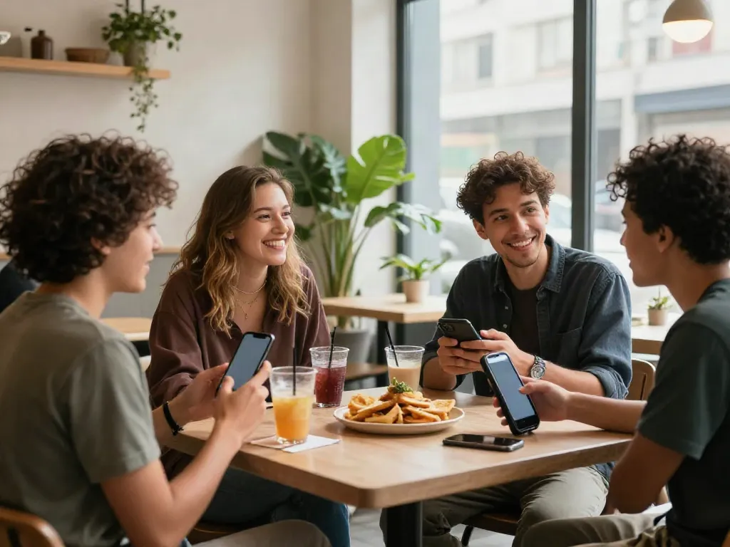 Friends enjoying drinks at a cafe, highlighting rokok 88 lifestyle and social connections.