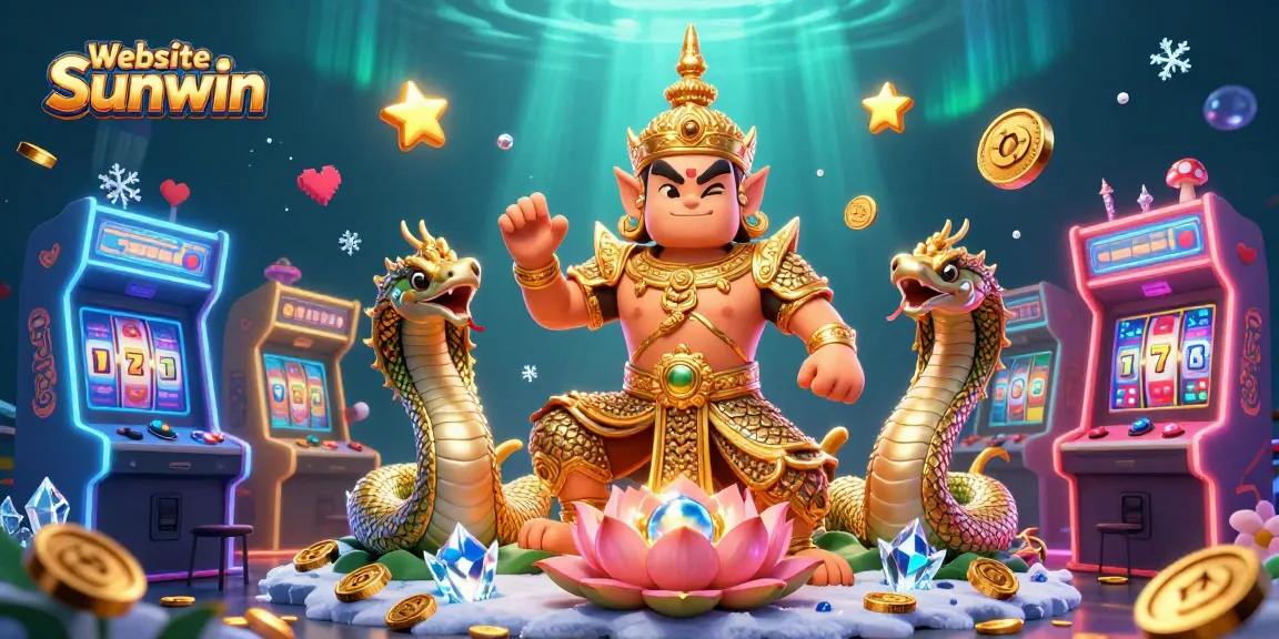Engage with the excitement of gaming at Website Sunwin, featuring a dynamic casino scene with vibrant characters and game elements.