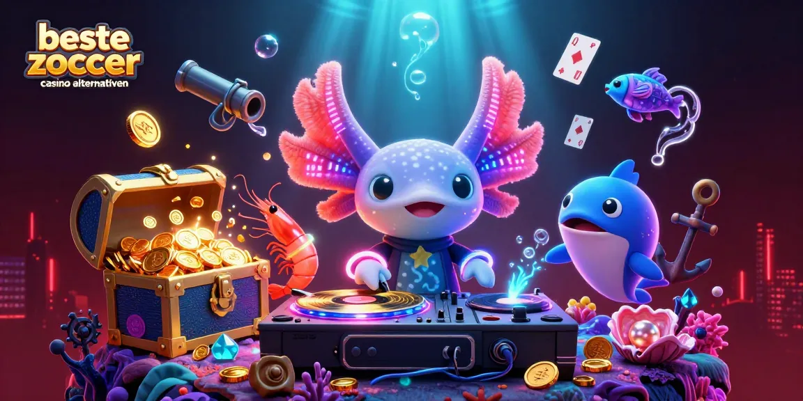 Erleben Sie die besten Zoccer Casino Alternativen mit einem Spielbereich, der von leuchtenden Meeresbewohnern und Casino-Elementen umgeben ist.
